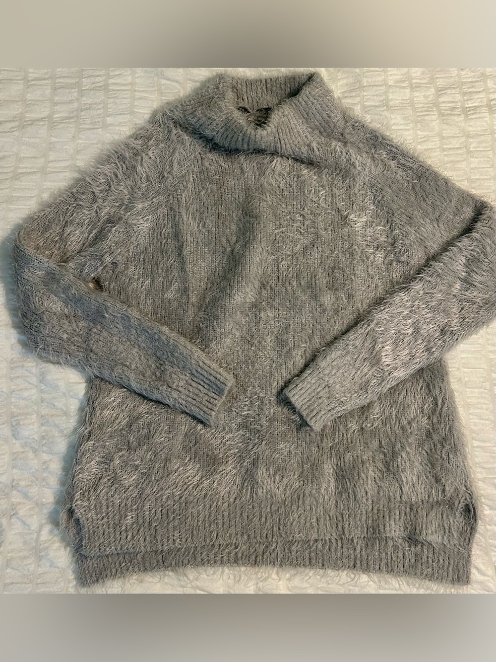 Soft Surroundings Heather Gray Fuzzy Turtleneck Sweater
